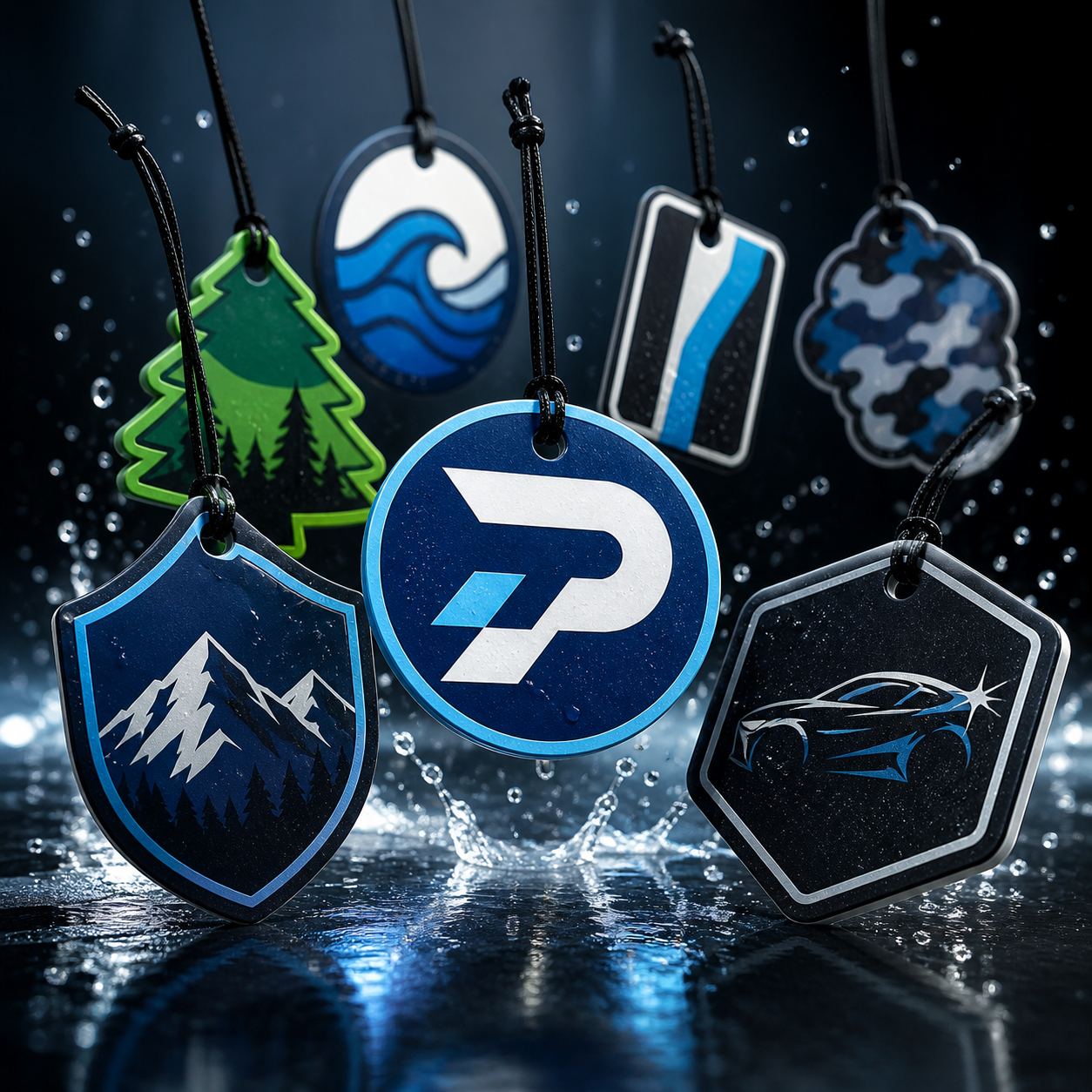 Premium custom branded air fresheners with water splash